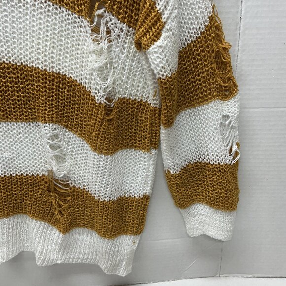 POL SMALL DISTRESSED SWEATER FALL COLORS! PTP: 24.50" DOES STRETCH - Picture 5 of 10